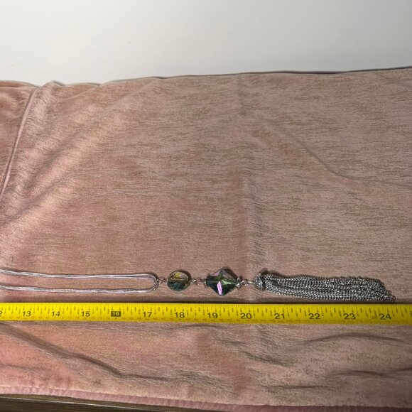 Statement Necklace • Silver Tassel Pendant • Elegant & Glam Jewelry - Picture 3 of 6